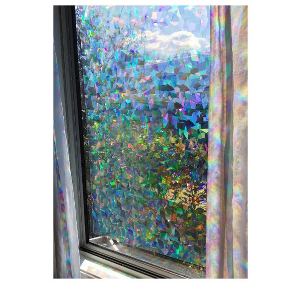 HOHOFILM Self-Adhesive Holographic Window Film Craft Sheets Stickers Rainbow Effect Iridescent Window Tint for Home Glass Decorative Tint Christmas