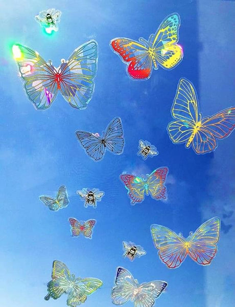Rainbow Maker, Sun Catcher Sticker Set of 4, Rainbow, Butterfly, Super –  Lovelane